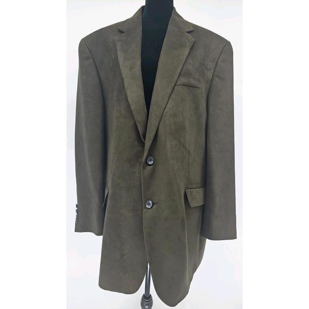 Ralph Lauren Men's Blazer 40L Olive Sport Coat Jacket 2-Button Vegan Suede